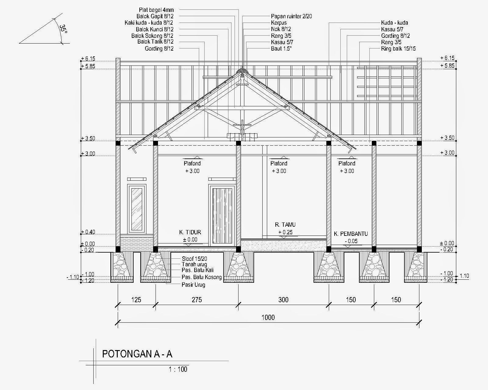 Detail Gambar Kerja Potongan Rumah Nomer 3