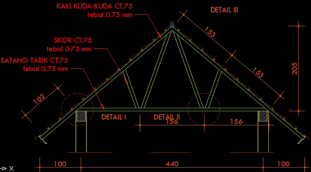 Detail Gambar Kerja Rangka Atap Baja Ringan Nomer 11