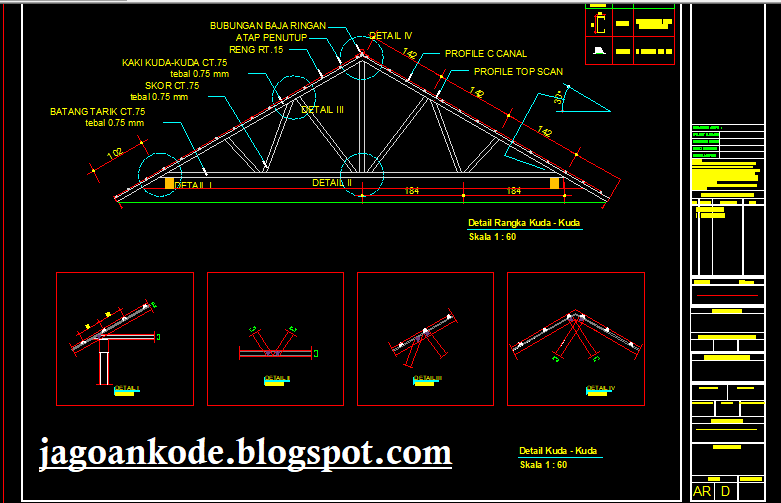 Detail Gambar Kerja Rangka Atap Baja Ringan Nomer 10