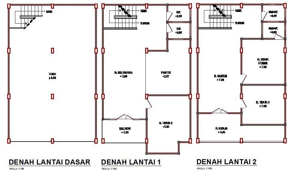 Detail Gambar Kerja Ruko 2 Lantai Nomer 19