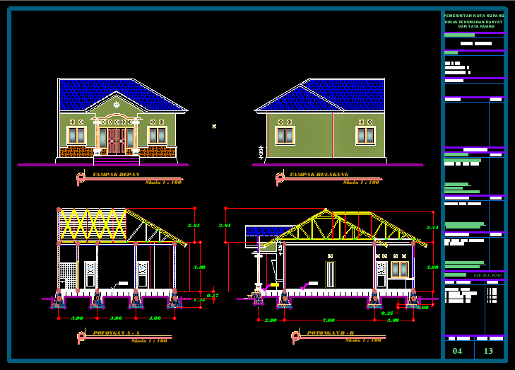 Detail Gambar Kerja Rumah 1 Lantai Lengkap Dwg Nomer 30