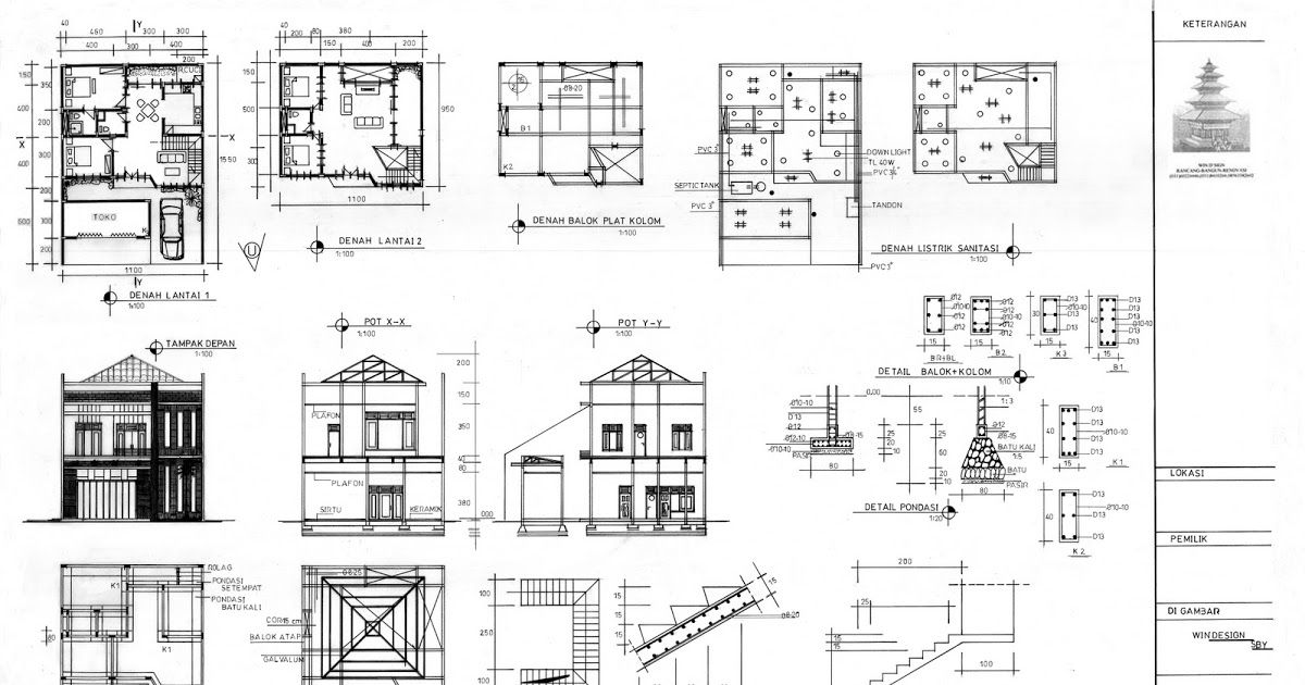 Gambar Kerja Rumah 2 Lantai Lengkap - KibrisPDR