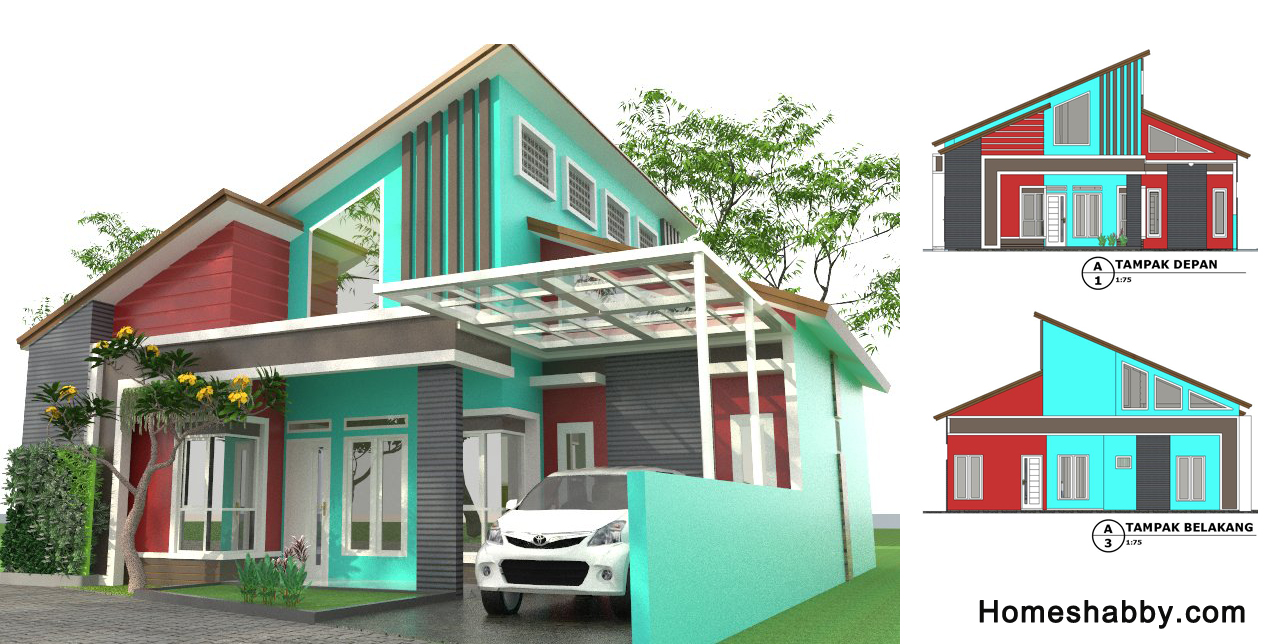 Detail Gambar Kerja Rumah Dengan Atap Miring Nomer 19