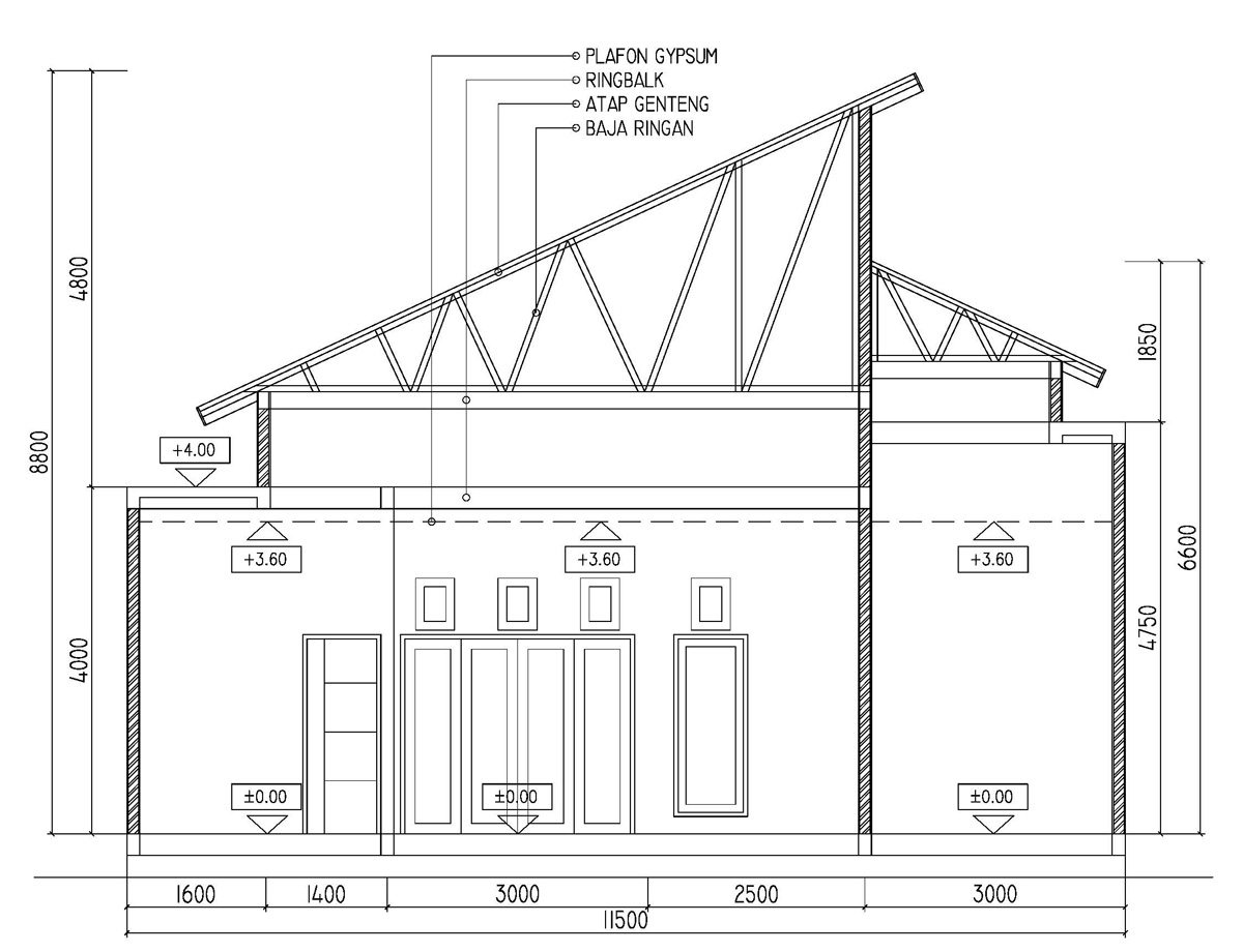 Detail Gambar Kerja Rumah Dengan Atap Miring Nomer 21