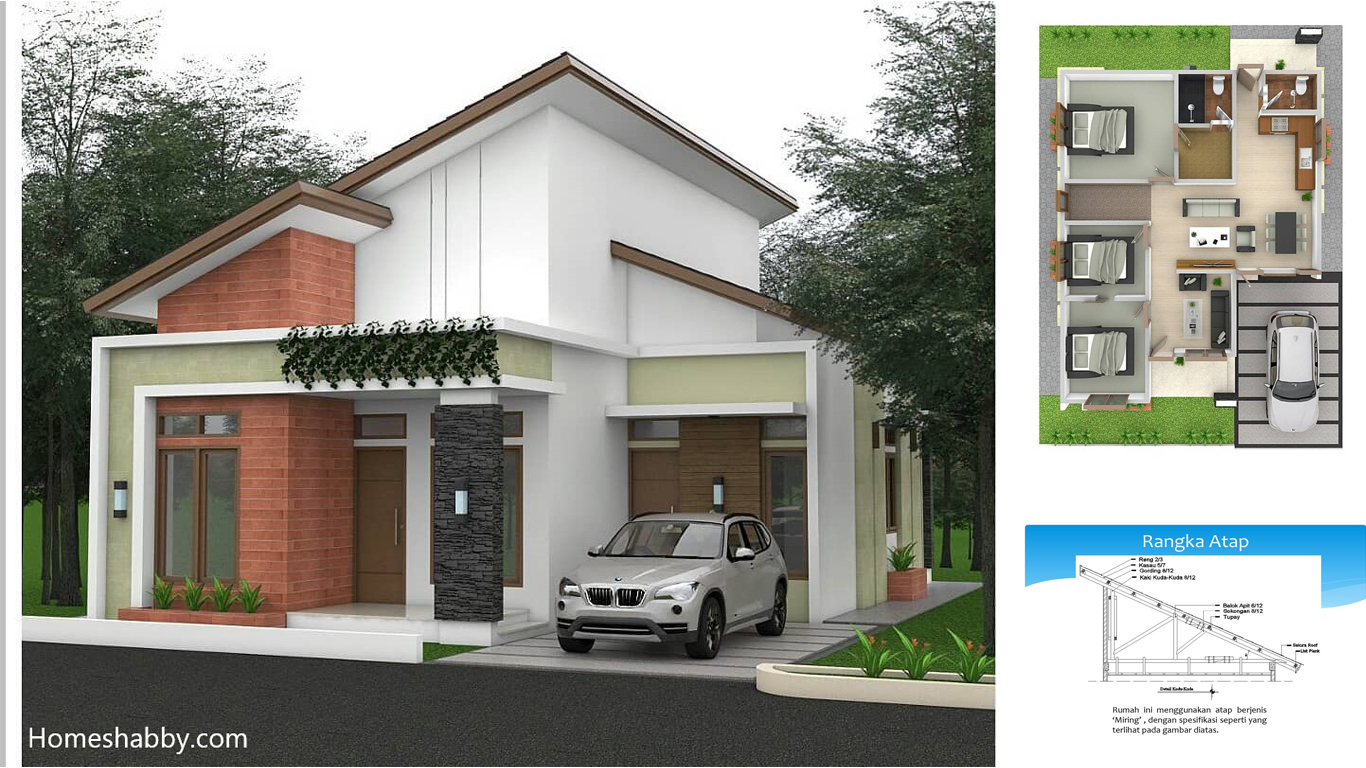 Detail Gambar Kerja Rumah Dengan Atap Miring Nomer 3