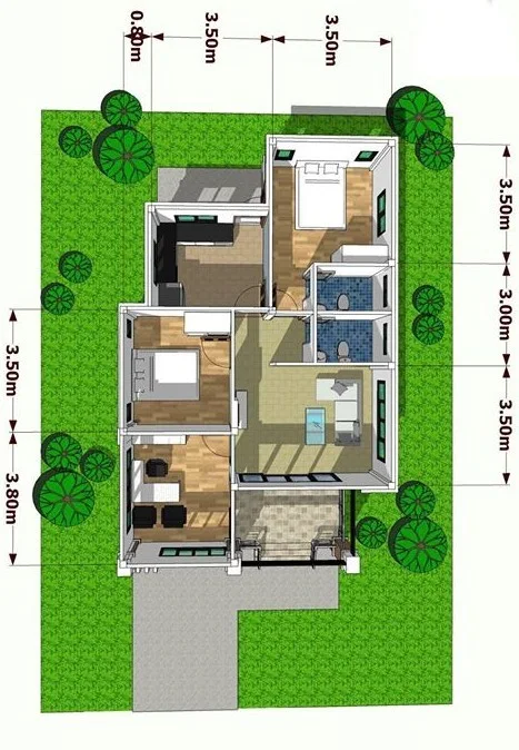 Detail Gambar Kerja Rumah Dengan Atap Miring Nomer 7