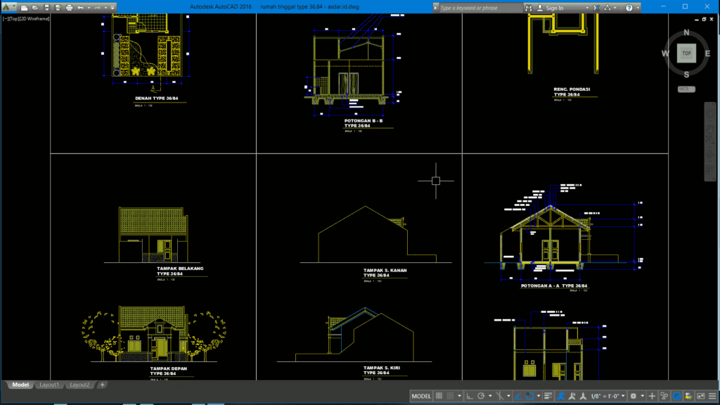 Detail Gambar Kerja Rumah Type 36 Dwg Nomer 7