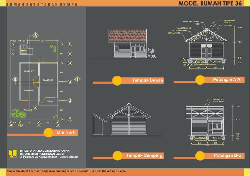 Detail Gambar Kerja Rumah Type 36 Modern Minimalis Dwg Lengkap Nomer 22