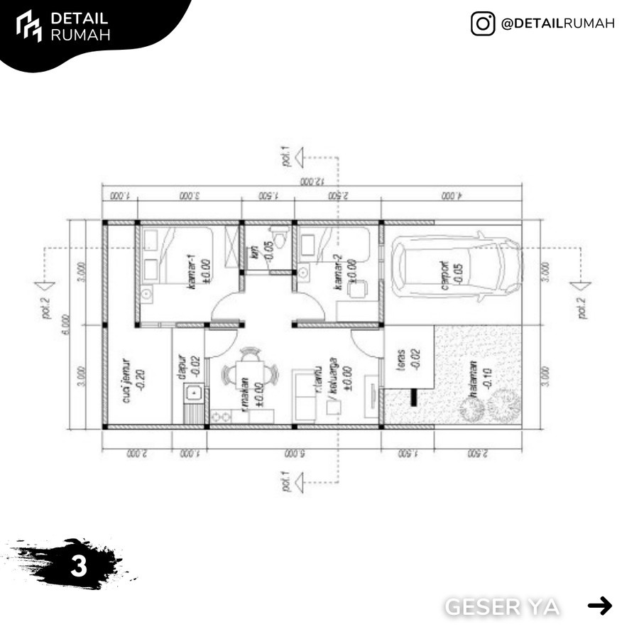 Detail Gambar Kerja Rumah Type 36 Modern Minimalis Dwg Lengkap Nomer 51