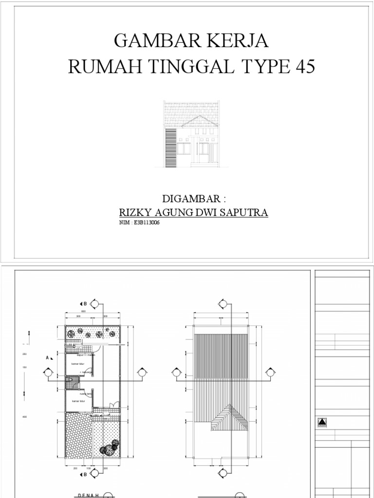 Detail Gambar Kerja Rumah Type 45 Koleksi Nomer 27