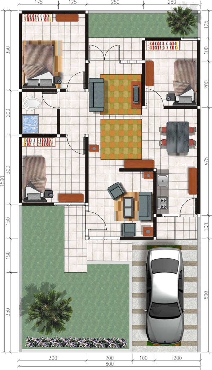 Detail Gambar Kerja Rumah Type 70 Lengkap Nomer 10