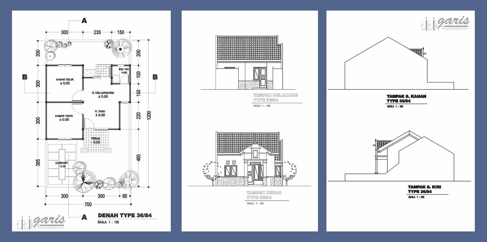 Download Gambar Kerja Tampak Yang Benar Denah Lengkap Dengan Notasi Nomer 4