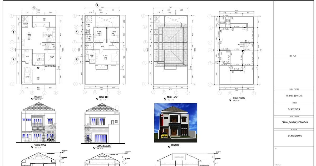 Detail Gambar Kerja Tampak Yang Benar Denah Lengkap Dengan Notasi Nomer 6