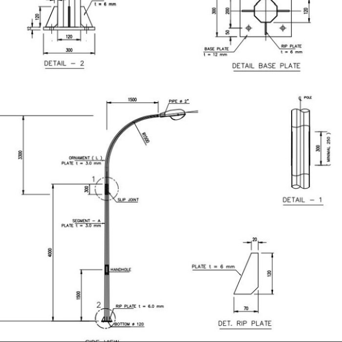 Detail Gambar Kerja Tiang Lampu Nomer 24