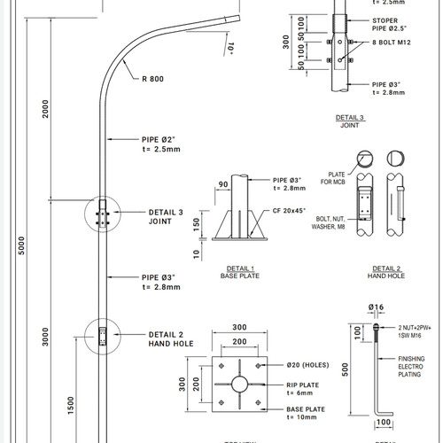 Detail Gambar Kerja Tiang Lampu Nomer 32