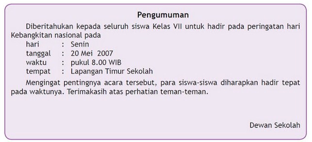 Detail Contoh Pengumuman Di Sekolah Nomer 16