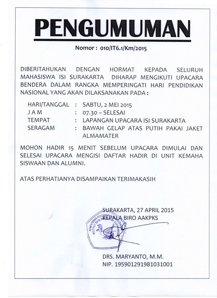 Detail Contoh Pengumuman Di Sekolah Nomer 7