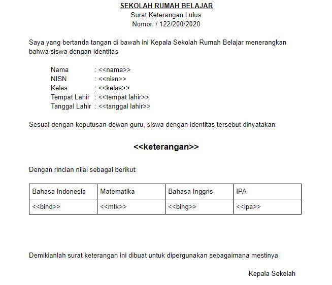 Detail Contoh Pengumuman Kelulusan Nomer 35