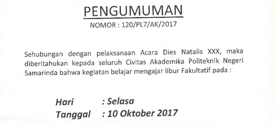 Contoh Pengumuman Libur - KibrisPDR