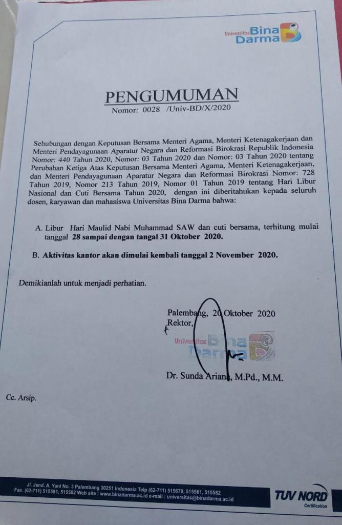 Detail Contoh Pengumuman Libur Nomer 13