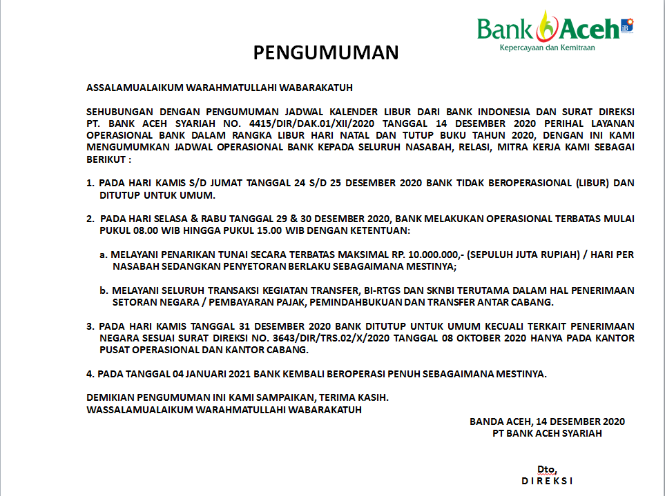 Detail Contoh Pengumuman Libur Kantor Nomer 19