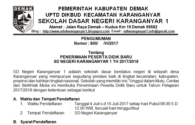 Detail Contoh Pengumuman Sekolah Nomer 26