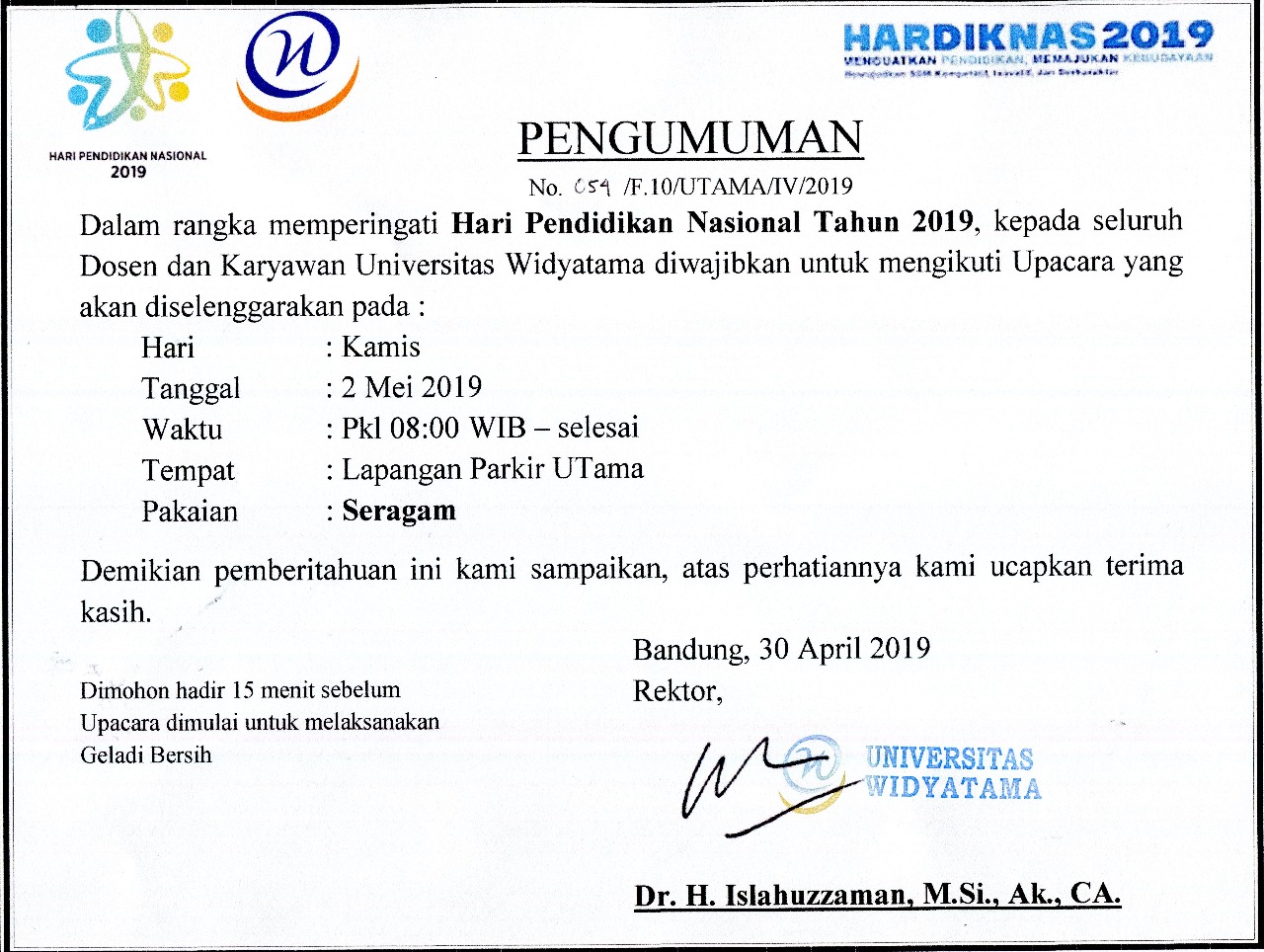 Detail Contoh Pengumuman Singkat Nomer 2