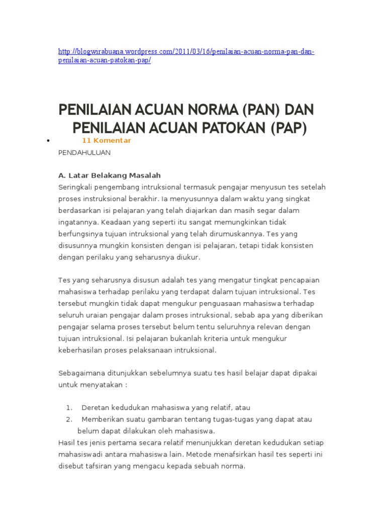 Detail Contoh Penilaian Acuan Patokan Nomer 27