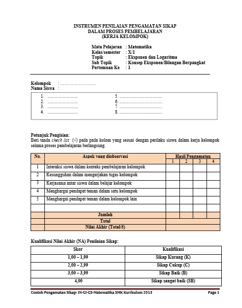 Detail Contoh Penilaian Afektif Nomer 25