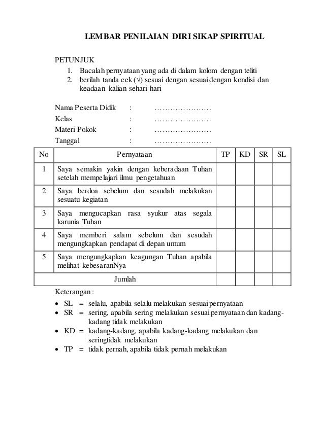 Detail Contoh Penilaian Diri Nomer 2