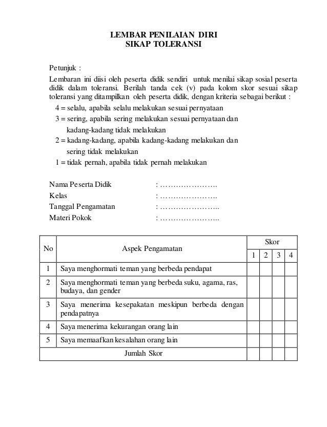 Detail Contoh Penilaian Diri Nomer 22