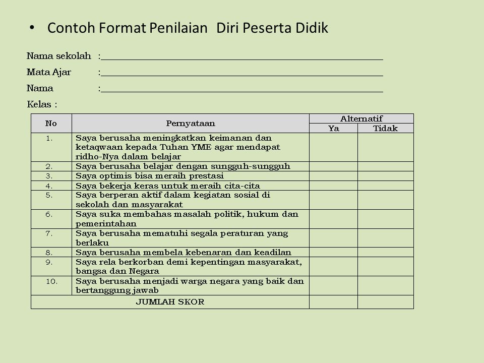 Detail Contoh Penilaian Diri Nomer 55