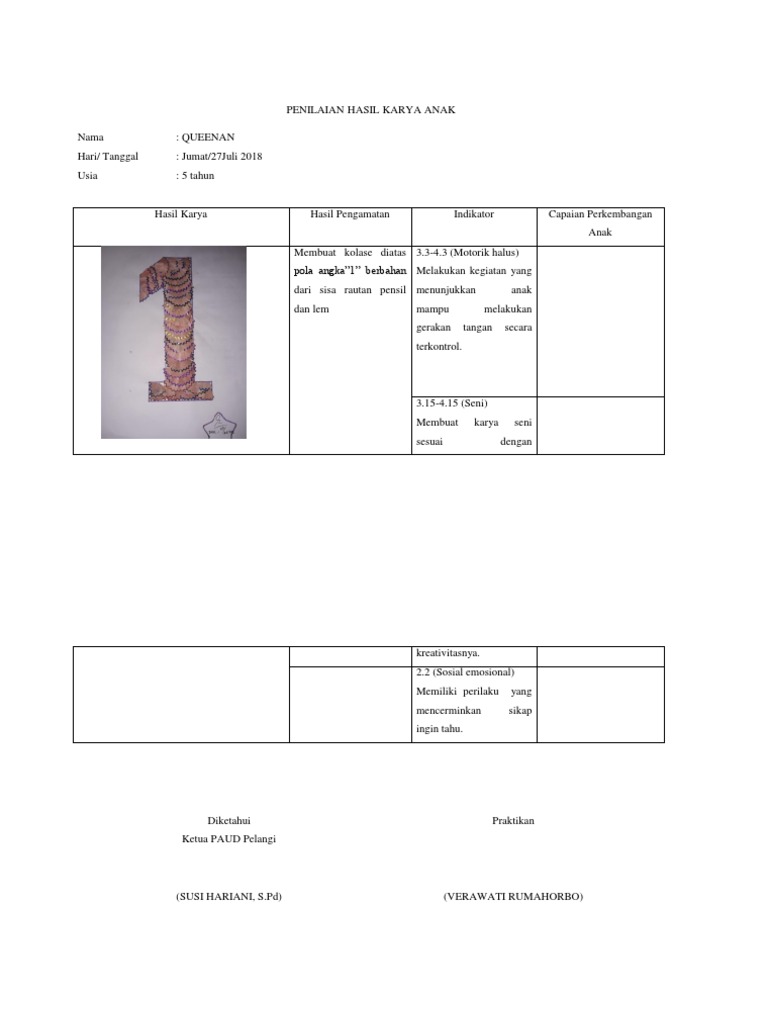 Detail Contoh Penilaian Hasil Karya Nomer 8