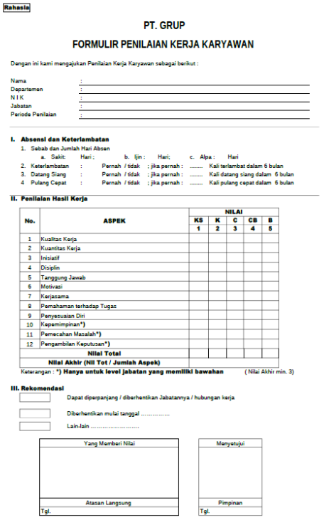 Detail Contoh Penilaian Karyawan Nomer 16