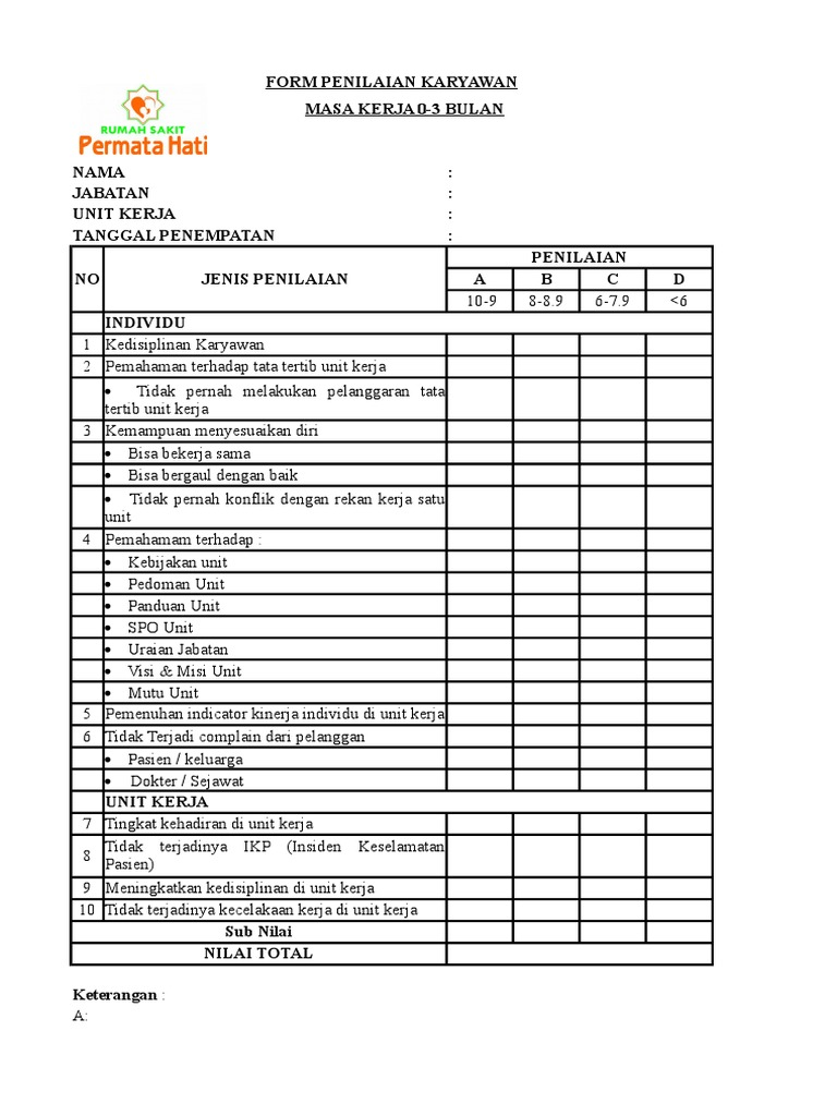 Detail Contoh Penilaian Karyawan Nomer 3