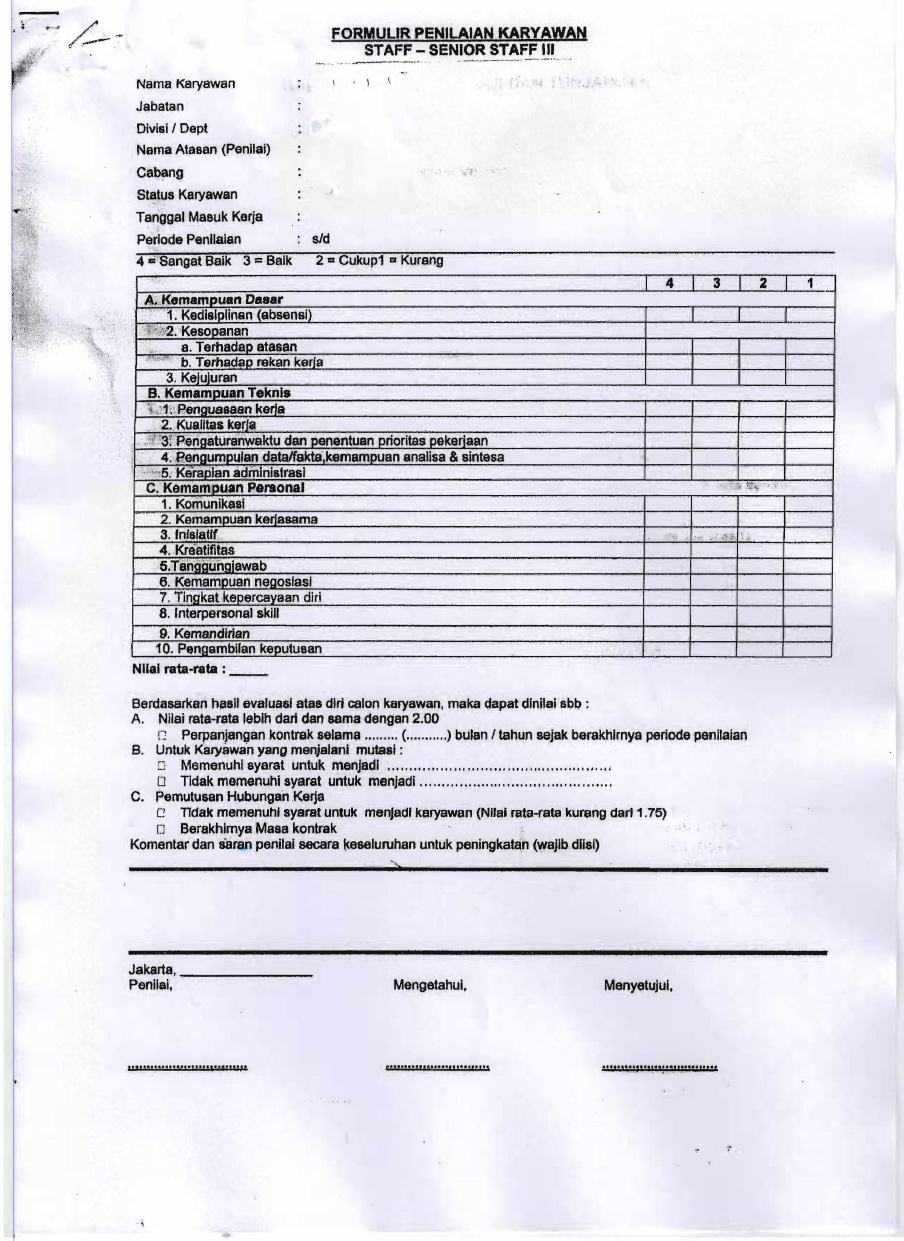 Detail Contoh Penilaian Karyawan Nomer 19