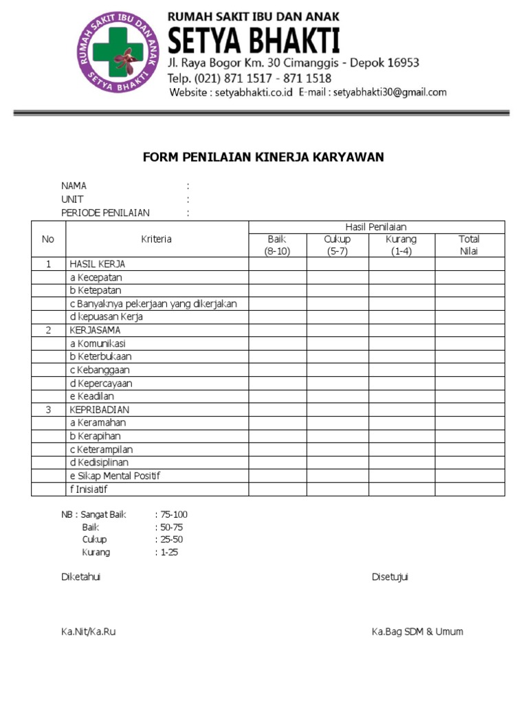 Detail Contoh Penilaian Karyawan Nomer 23