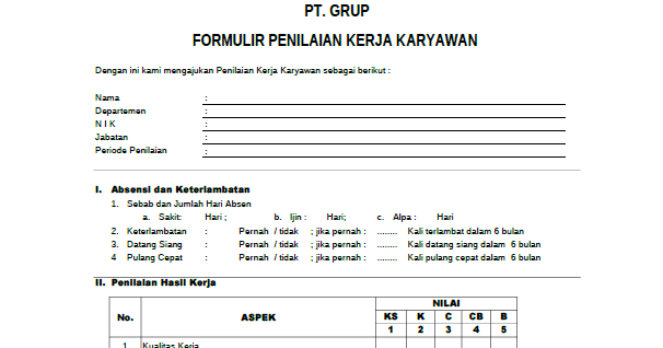 Detail Contoh Penilaian Karyawan Nomer 31