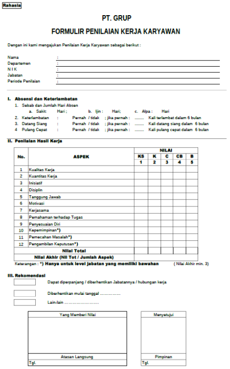 Detail Contoh Penilaian Kinerja Nomer 8