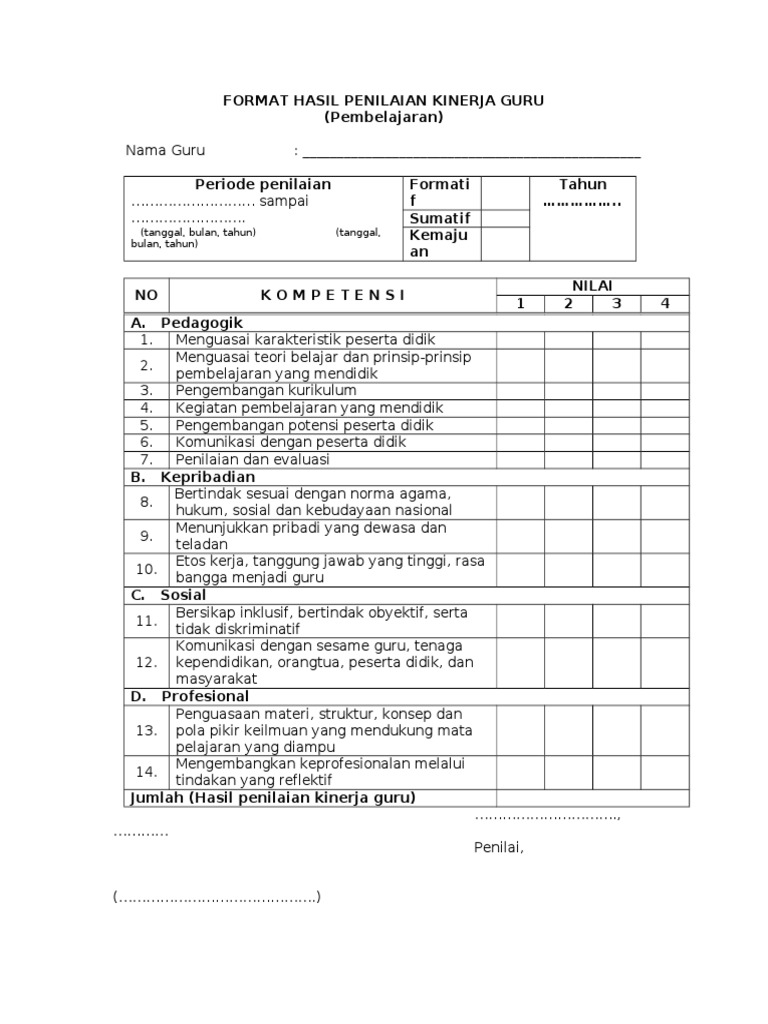 Detail Contoh Penilaian Kinerja Nomer 11