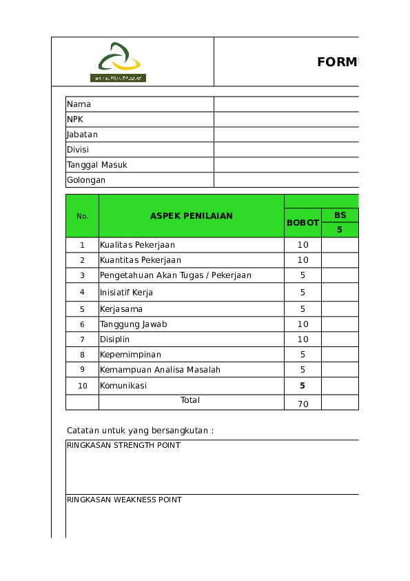 Detail Contoh Penilaian Kinerja Nomer 18