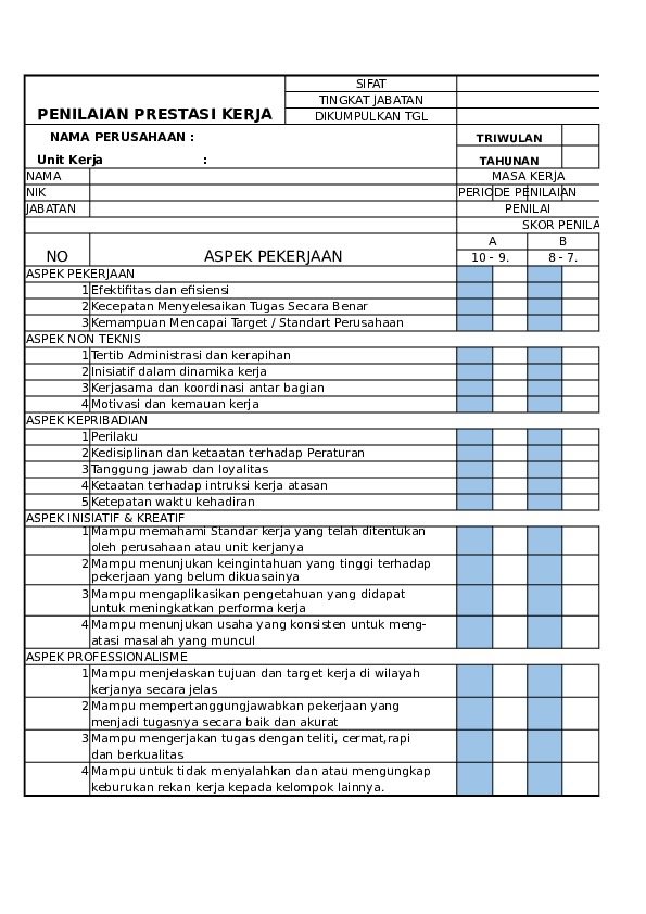 Detail Contoh Penilaian Kinerja Pada Perusahaan Nomer 5