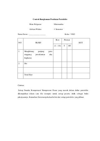 Detail Contoh Penilaian Portofolio Matematika Nomer 18