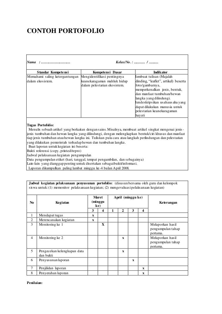 Detail Contoh Penilaian Portofolio Sd Nomer 11