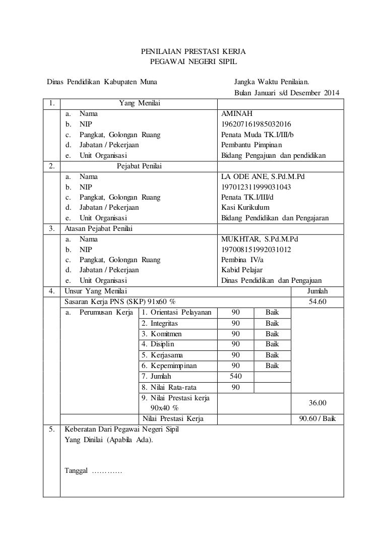 Detail Contoh Penilaian Prestasi Kerja Nomer 41