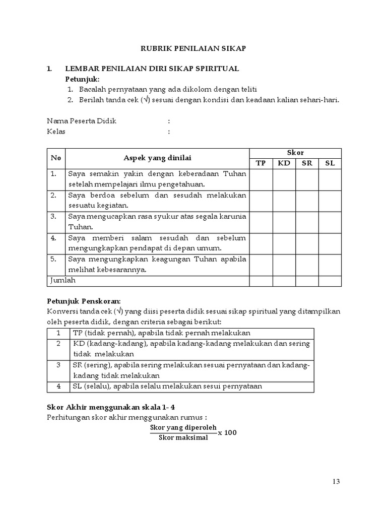Detail Contoh Penilaian Sikap Spiritual Nomer 25