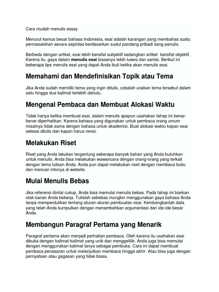 Detail Contoh Penulisan Essay Nomer 30