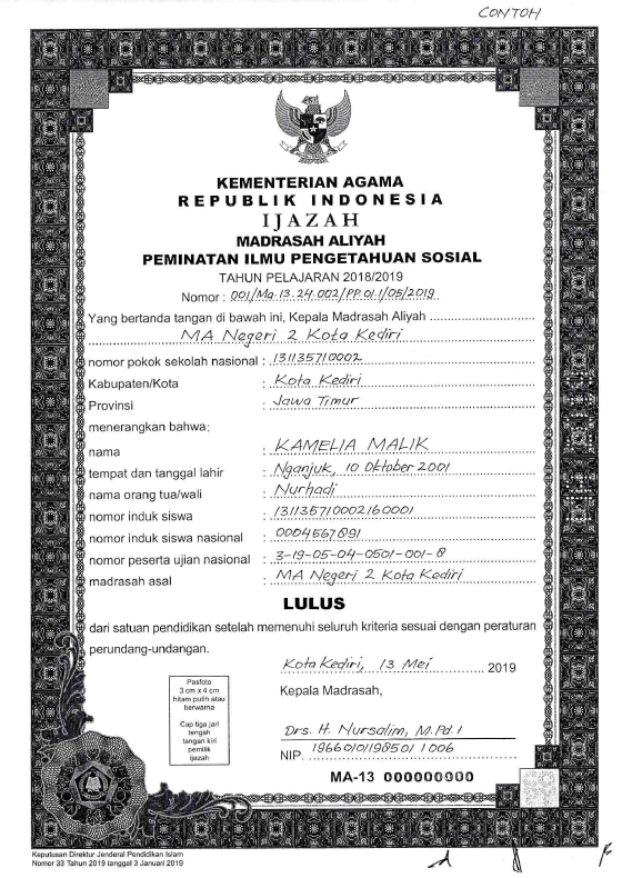 Detail Contoh Penulisan Ijazah Nomer 42