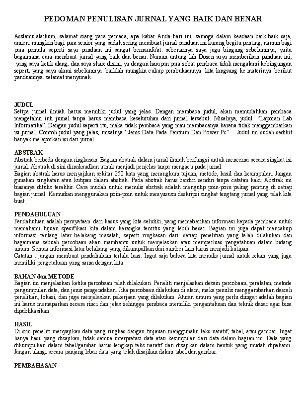 Detail Contoh Penulisan Jurnal Nomer 10