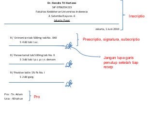 Detail Contoh Penulisan Resep Obat Nomer 3